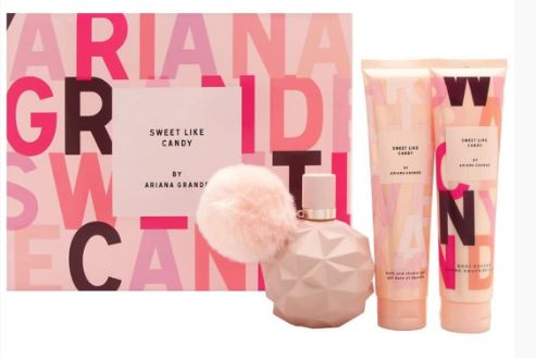 Estuche Ariana Grande Sweet Like Candy Mujer 3pzs 100ml EDP+Crema+Gel De Baño